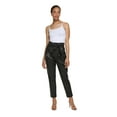 thumbnail image 3 of DKNY Womens Black Faux Leather Pocketed Zippered Hook And Bar Closure Tie Waist High Waist Pants 16, 3 of 4