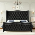 thumbnail image 6 of Homfa Queen Size Upholstered Bed, Modern Velvet Tufted Platform Bed with Wingback Headboard, Black, 6 of 11