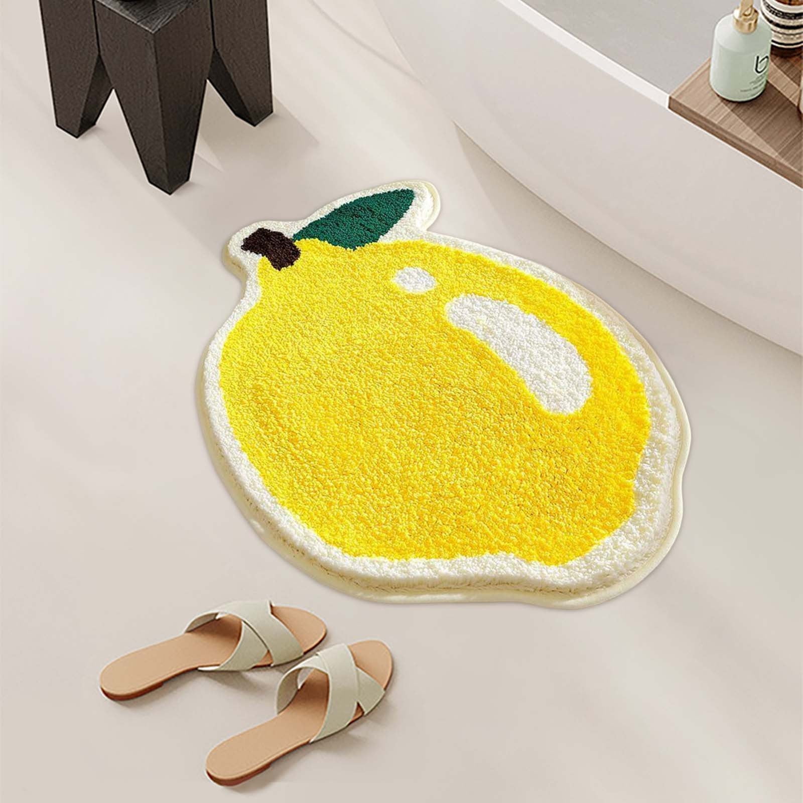 Nilvkv Lemon Bath Mat Fruit Bathroom Rugs for Living Room and Bedroom, Non Slip Small Washable Rug Lemon Bathroom Decor (15.75x23.62in)