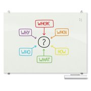 MooreCo 35x47" Modern Visionary Glass Boards in Glossy White/Silver