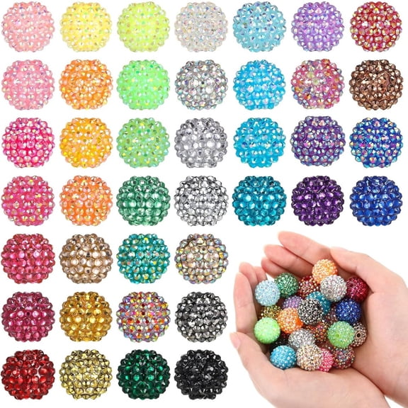 Bulk 40 Pcs Multi-Color High-Shine Rhinestone Beads European Style Craft Supplies for Bracelets, Pens, Holiday Accessories and Gift Embellishment