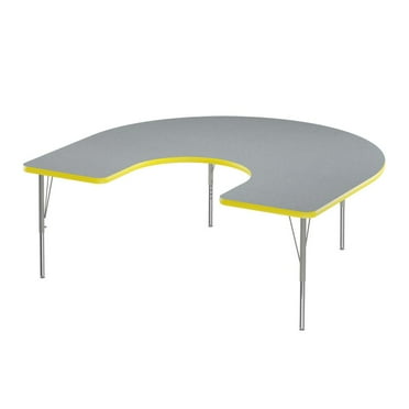 Correll 60x66" Horseshoe Commercial Wood Top Activity Table in Gray/Yellow