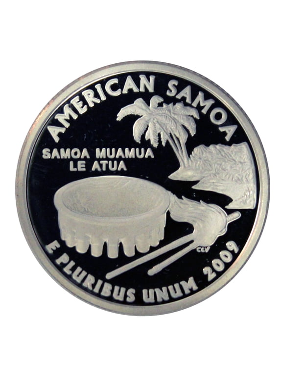 Collectible 2009-S American Samoa Territory Quarter 25c - Gem Deep Cameo Proof 90% Silver - U.S. Coin