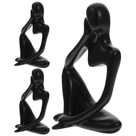 HOMEMAXS  3 Pcs Abstract Figure Ornaments Shredder for Home Wall Book Stand Office Black