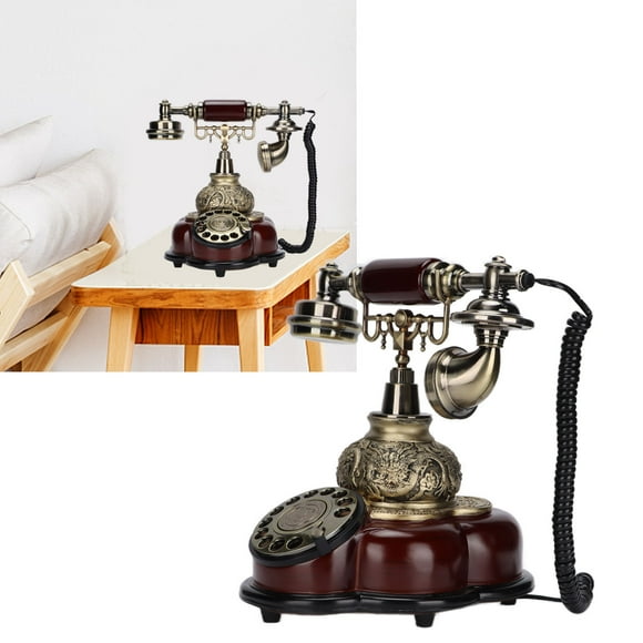 Vintage Telephone Landline Phone, Retro Royal Dial Antique Telephone, Corded Old Fashioned Phone  Imitation Wood Telephone Ceramic Decor Knick Knacks For  Coffee Shop Decoration