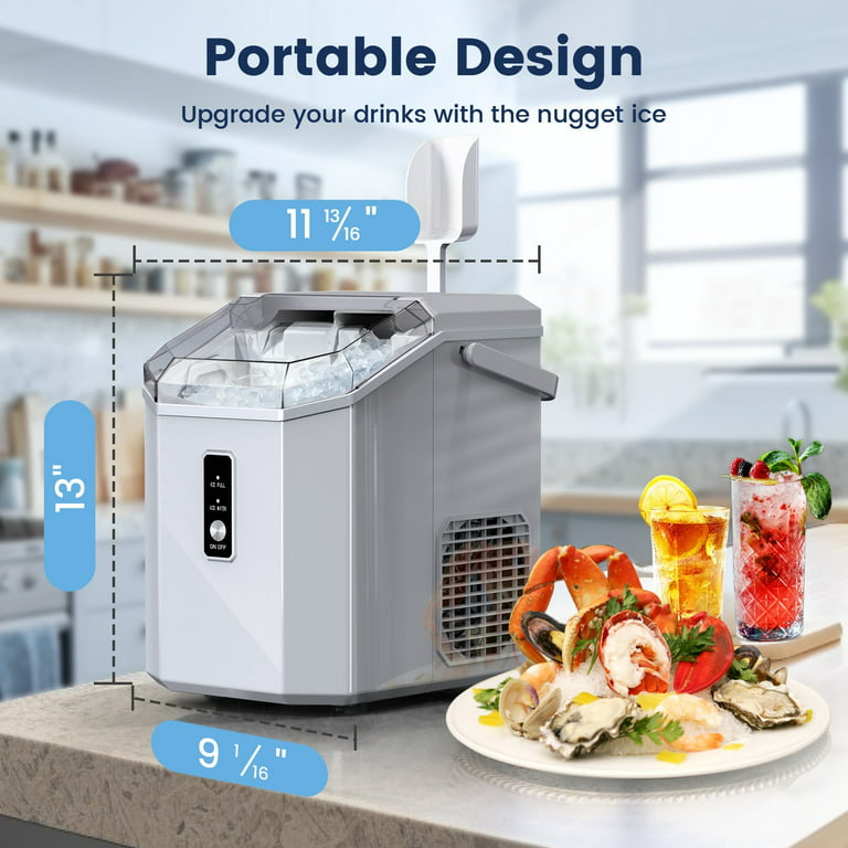 FREE VILLAGE Nugget Ice Maker Countertop, Pebble Ice Maker with  11000pcs/35lbs Soft Chewy Pellet Ice/Day, Self-Cleaning, Quiet Operation,  Portable Ice