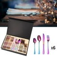 thumbnail image 4 of Juego de 24 cubiertos, cuchillo para servir, tenedor, cuchara, vajilla, paquete de regalo, reutilizable Zulema  tenedor cuchara de cena, 4 of 7