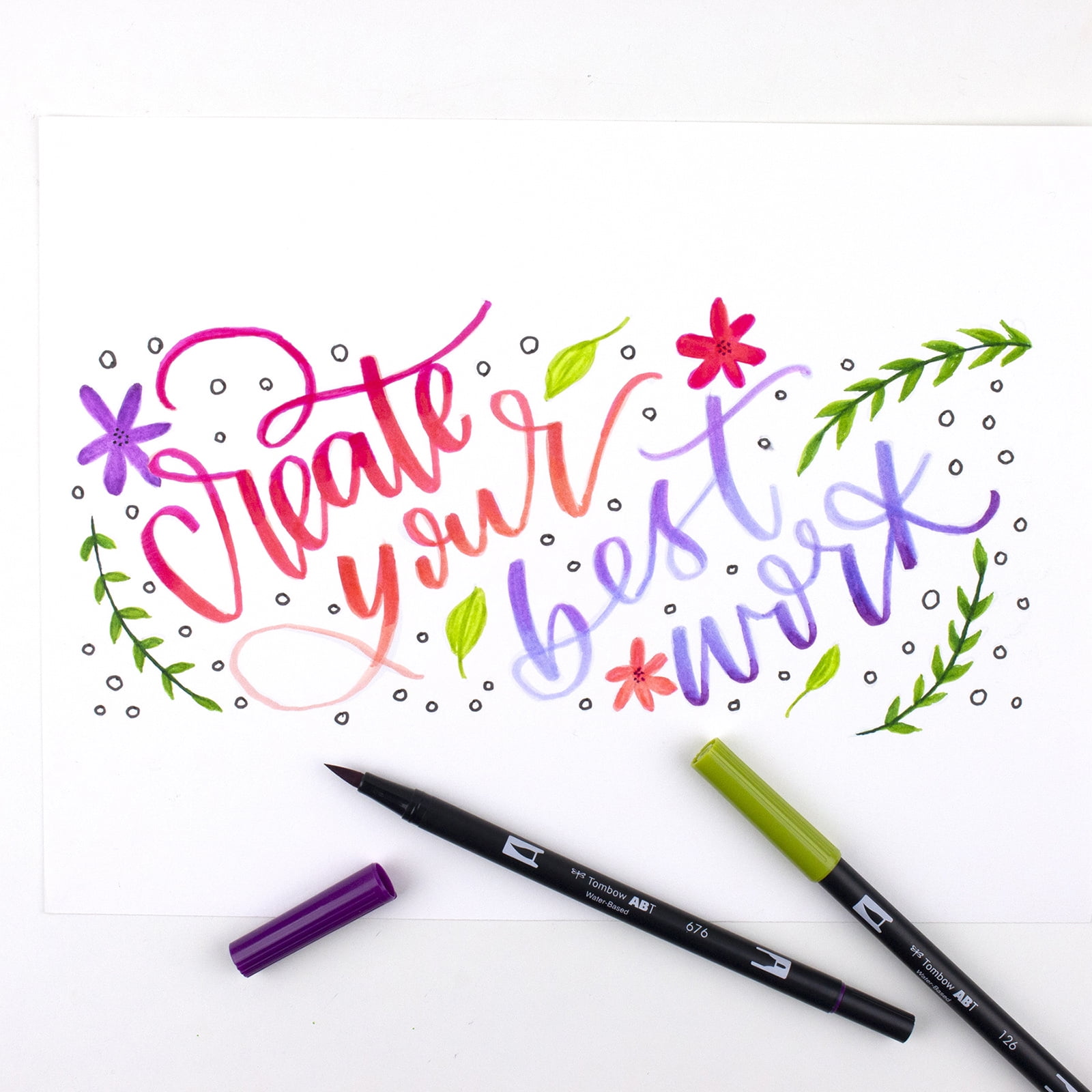Tombow 72463 Dual Brush Pen Art Markers, Lettering Favorites, 10-Pack + Free Fudenosuke Brush Pen