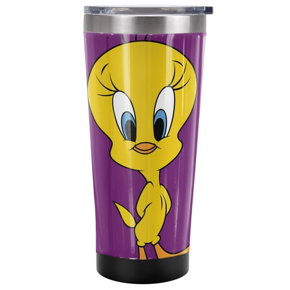Looney Tunes Official Tweety Bird Pose 20 oz Travel Tumbler, Stainless Steel, Vacuum Insulated with Leak Resistant Slide-Lock Lid