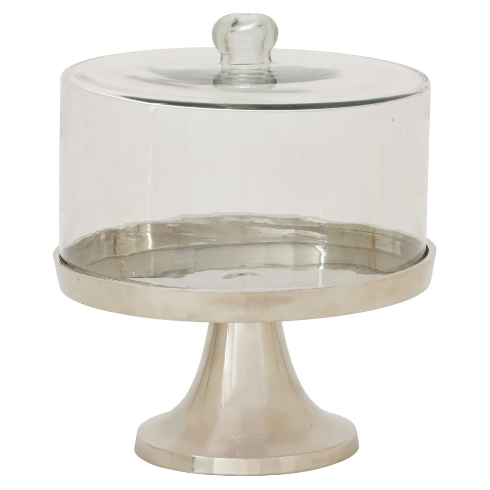 DecMode Aluminum Cake Plate with Glass Lid