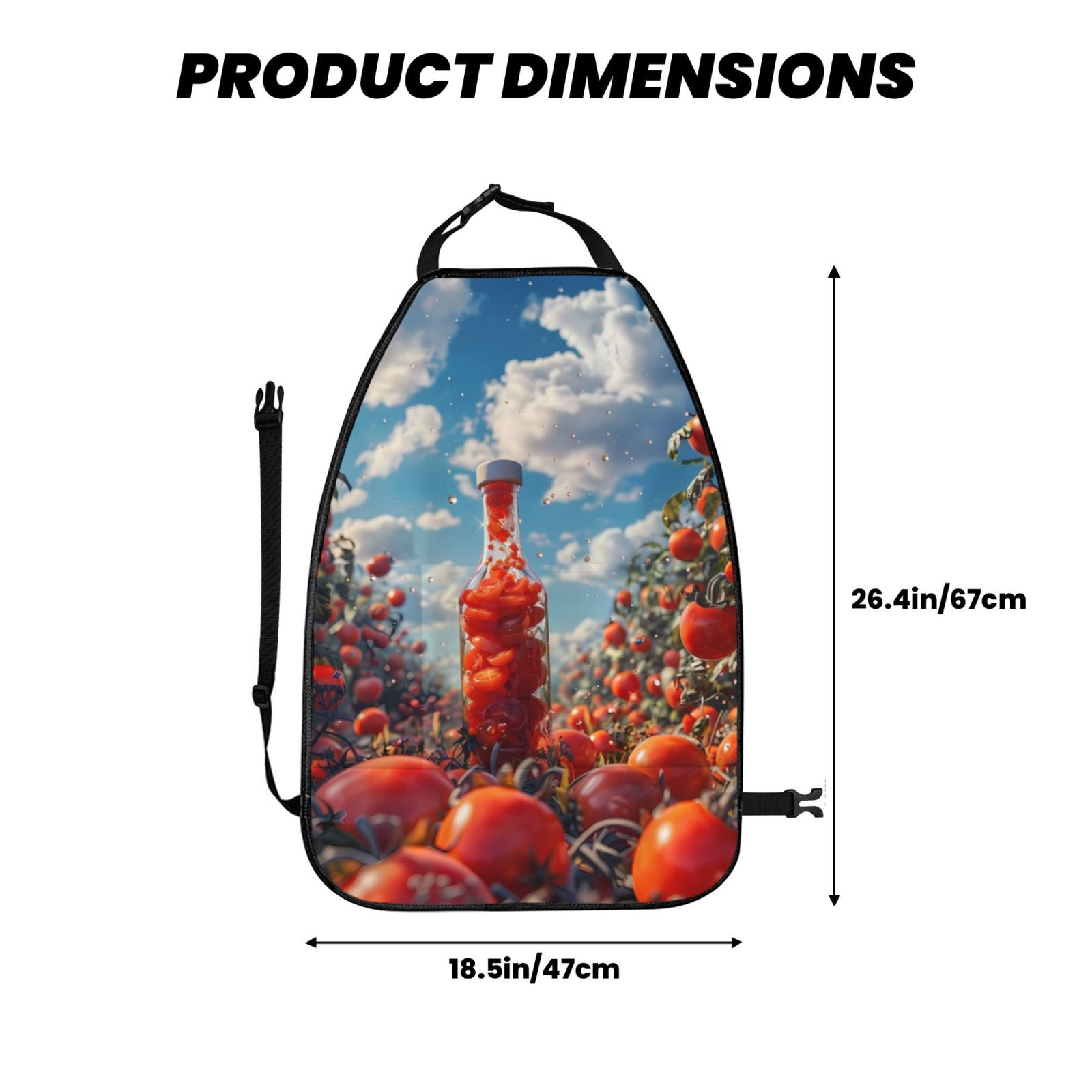 Kdxio Tomato Field Bottle Print 2 Pack Car Kick Mat Seat Cover Back Protector Mat with Pockets for Organizer Backseat Protector and Storage Anti Kick Pad for Vehicles