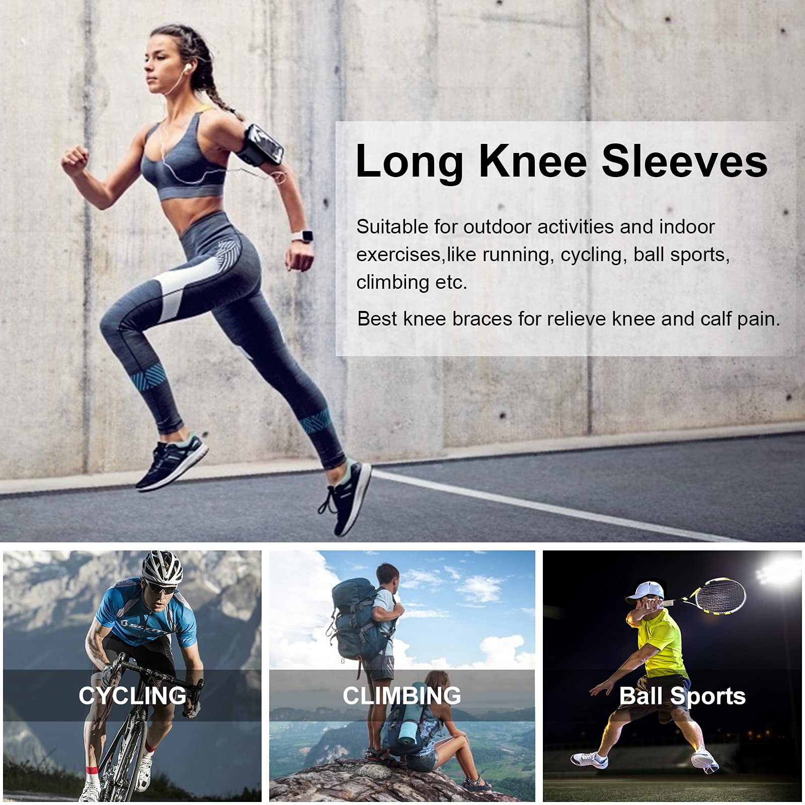 GOUNOD Full Leg Long Knee Compression Sleeve,Non-Slip Arthritis Pain Relief and Weightlifting,Knee Support for Men & Women
