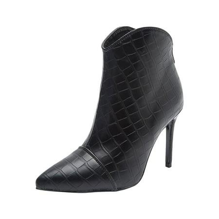 

Women s High Stiletto Heels Pointed Toe Ankle Boots Pumps Shoes Fashion Zip Leather Booties