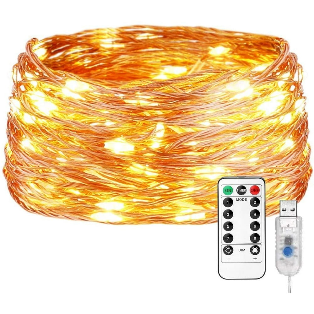 LED String Lights, 8 Modes USB String Lights Plug in Fairy Lights, 65