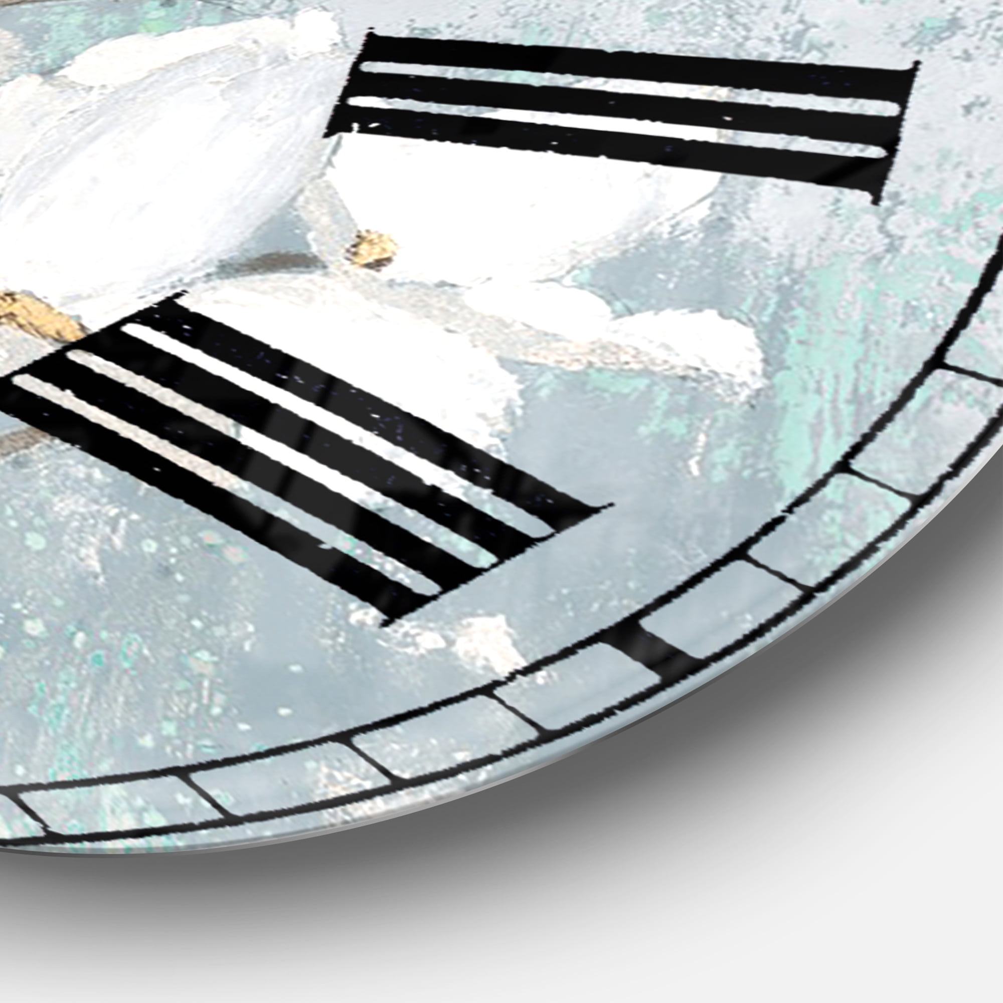 Designart 'Blue on Grey Blossoms ' Traditional Wall Clock