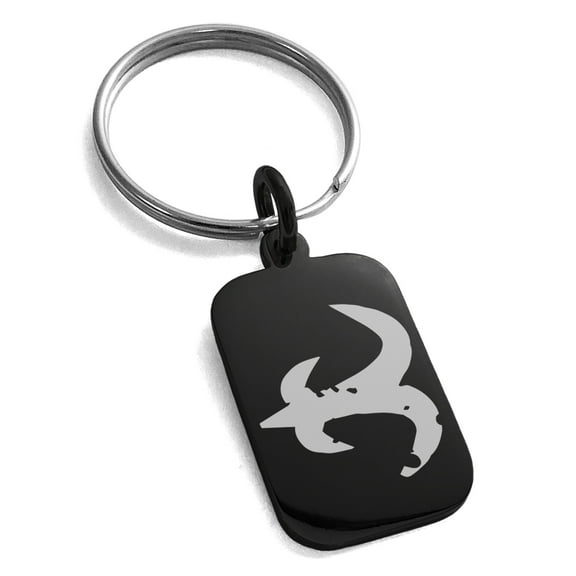 Stainless Steel Ancient Tribal Mercy Rune Engraved Small Rectangle Dog Tag Charm Keychain Keyring