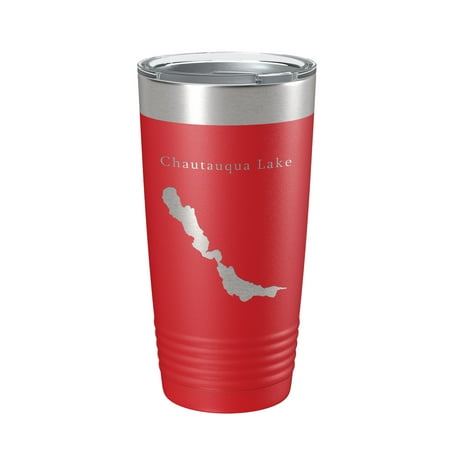 

Chautauqua Lake Map Tumbler Travel Mug Insulated Laser Engraved Coffee Cup New York 20 oz Red