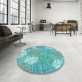 thumbnail image 3 of Ahgly Company Indoor Round Patterned Light Sea Green Area Rugs, 6' Round, 3 of 6