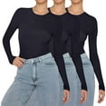 thumbnail image 2 of Comdrip Womens Tops, 3 Pack Womens Cute Basic Slim Fitted Tops Business Work Tee Fall Fashion Outfits 2025 Clothes Going Out Tops for Women G XS, 2 of 4