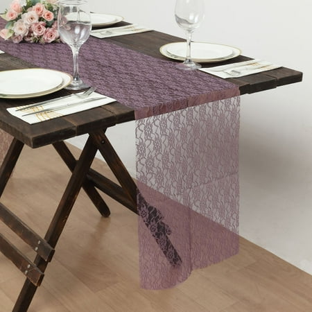 

Efavormart Floral Lace Premium Table Top Runner For Weddings Birthday Party Decor Fit Rectangle and Round Table - Violet Amethyst