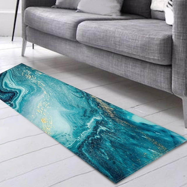 kurtrusly Marble Floor Mat Door Mat Long Rug Carpet Entrance Entrance Door Doormat Blue