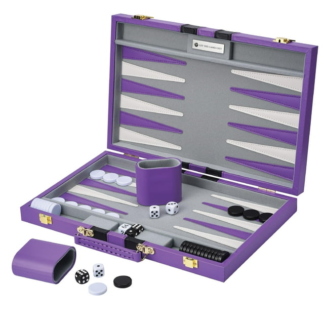 Set de backgammon Get The Games Out, juego de mesa clásico, color morado