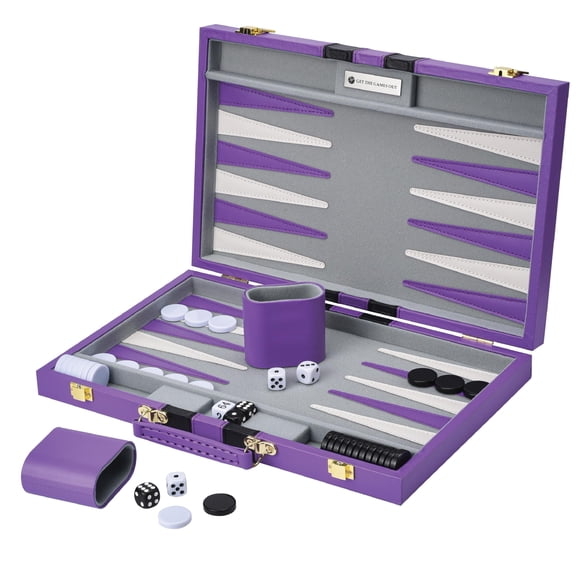 Set de backgammon Get The Games Out, juego de mesa clásico, color morado