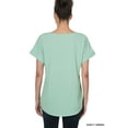 thumbnail image 4 of Zenana Plus Size Round Neck Heavy Woven Boat Neck Rolled Short Sleeve Blouse Top, 4 of 5