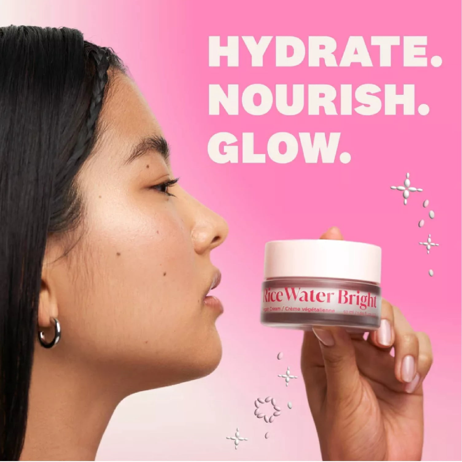 The Face Shop Rice Water Bright Vegan Cream, Hydrating Korean Skin Care with Hyaluronic Acid and Niacinamide- 1.69 fl oz