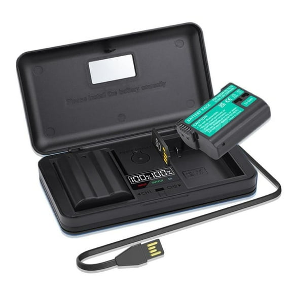 2 Pack 7.4V 2500mAh Batteries with LCD Multi-Functional Battery Charger Case for Nikon MH-25 Charger, Z5, Z6, Z6II, Z7, Z7II, D780, D850, D7500, D500, D600, D610, D750, D800, D800E, D810, D7100, D7200