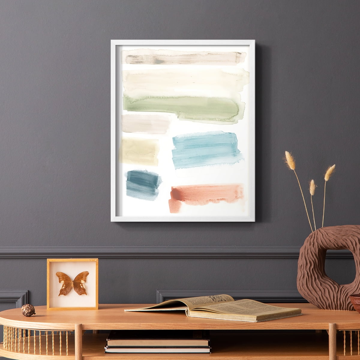 Watercolor Swatches I Framed Print in White Solid Wood 11 x 14 Framed Print