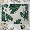 thumbnail image 3 of 2024 Placemats Table Kitchen Tableware Dinner Family Table Fabric Linen Plants Green Forest Rain Tropical, 3 of 7