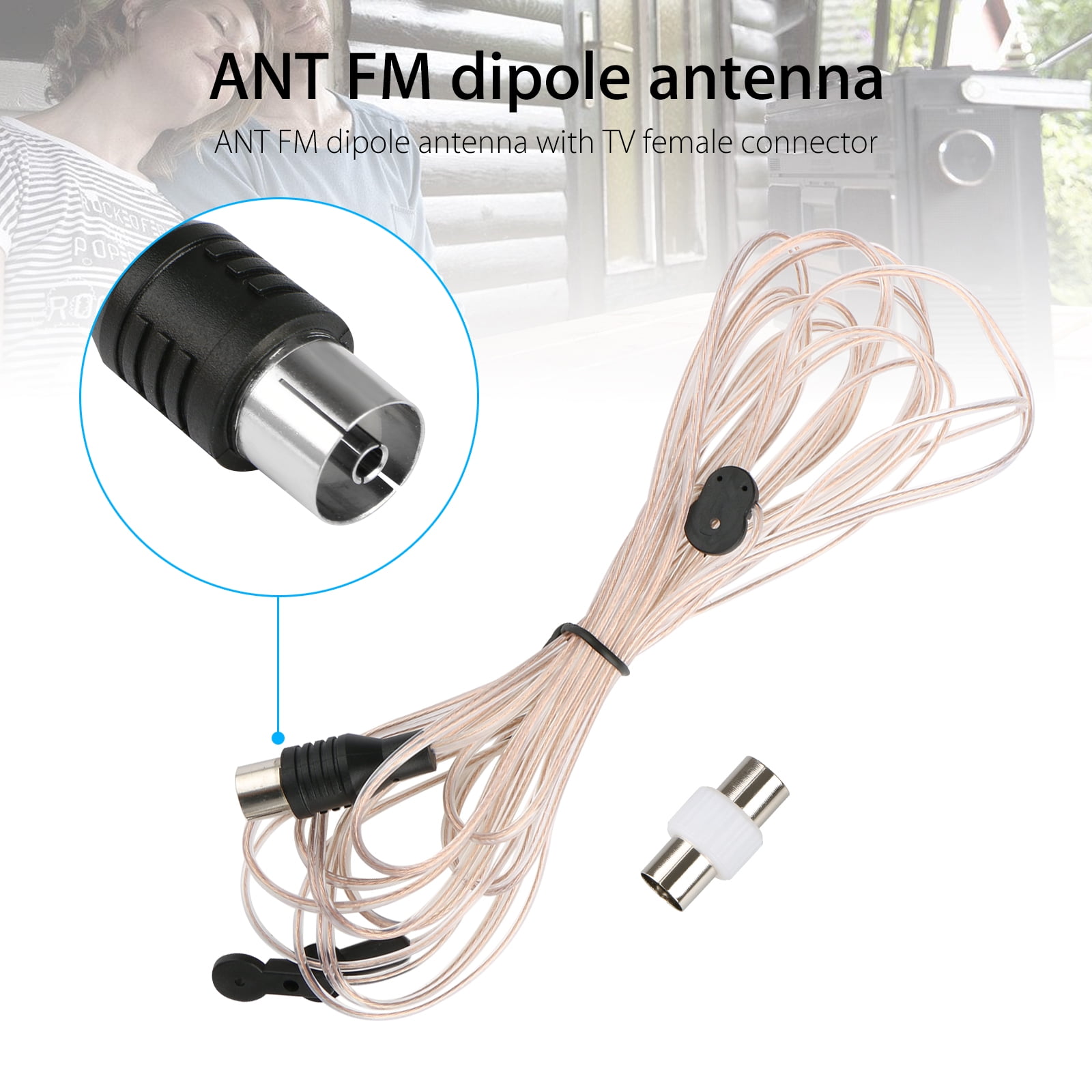 V BESTLIFE FM Dipole Antenna Radio Home Indoor FM Receiver Aerial with TV  Female Connector