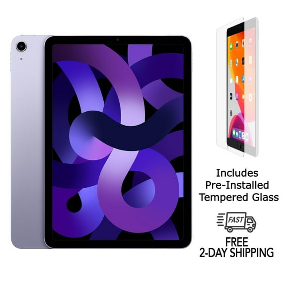 Restored Apple iPad Air 5 A2588 (WiFi) 64GB Purple w/ Pre-Installed Tempered Glass (Refurbished)
