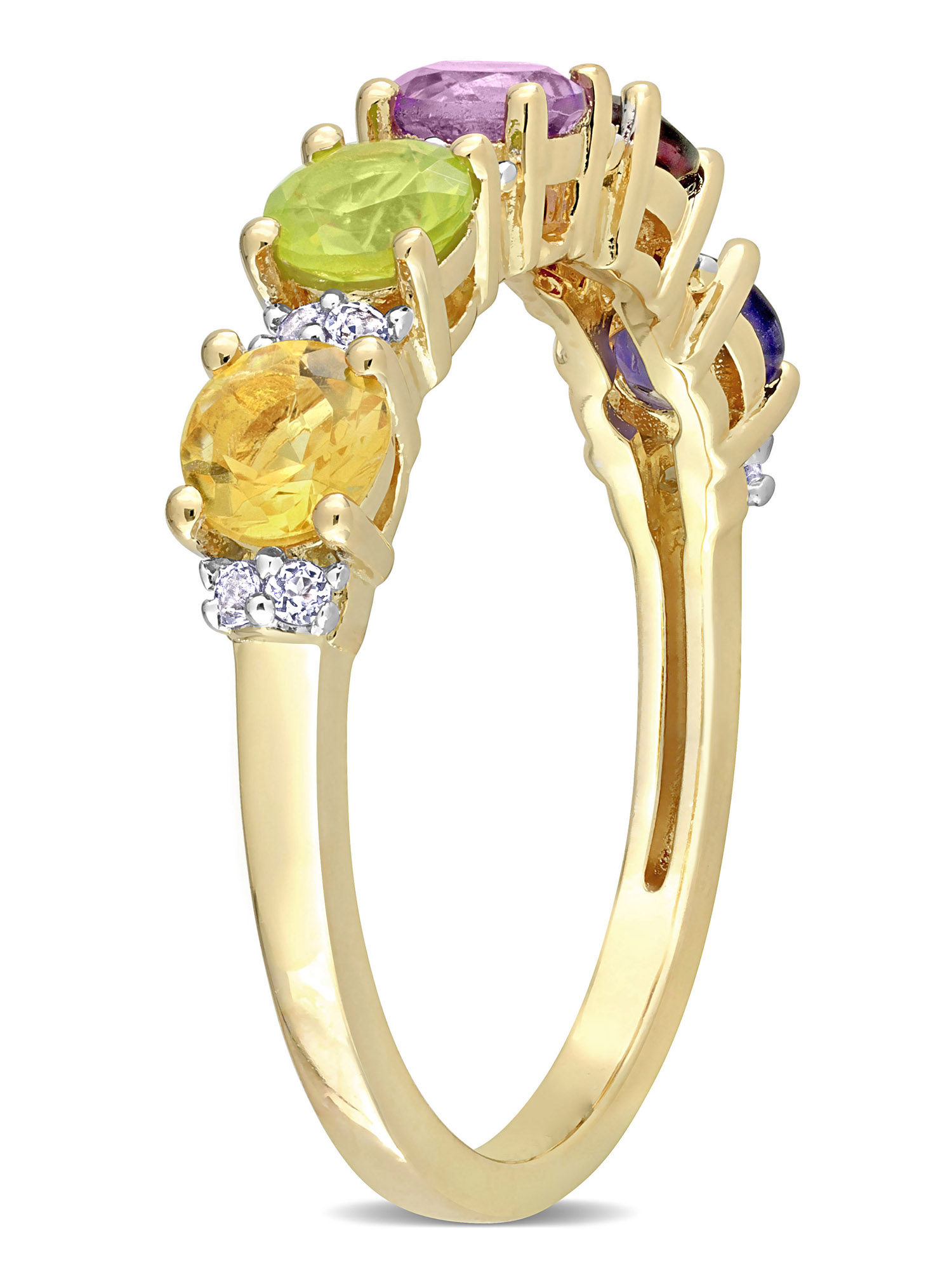 Everly Women's Topaz and Amethyst Iolite Garnet Citrine Peridot Yellow Gold Plated Ring