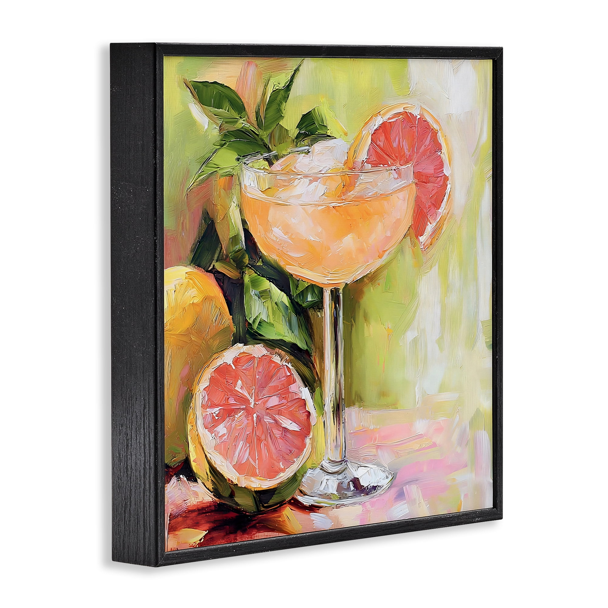 Stupell Industries Grapefruit Summer Cocktail Black Framed Giclee Art, design by Riley B