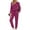 Dark Purple, variant on Two Piece Sets for Women Fall Outfits Fashion Lounge Sets V Neck Tops Long Pants Tracksuit Vacation Travel Outfits