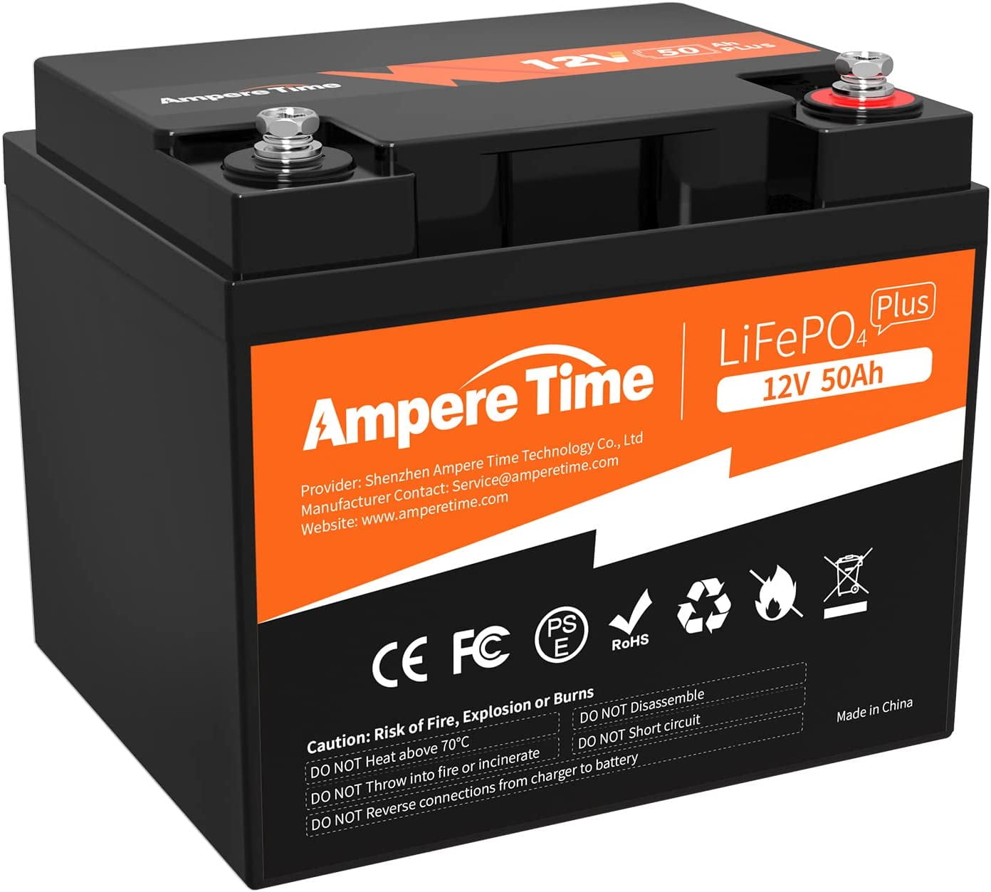 kat Normaal gesproken blaas gat Ampere Time 12V 50Ah LiFePO4 Lithium Battery for RV, CCTV cameras -  Walmart.com