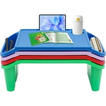 Miumaeov 4 Pcs Kids Lap Desk Tray Plastic Breakfast Laptop Trays with Side Pockets for Writing Eating Snacks Boy Girl Multicolour
