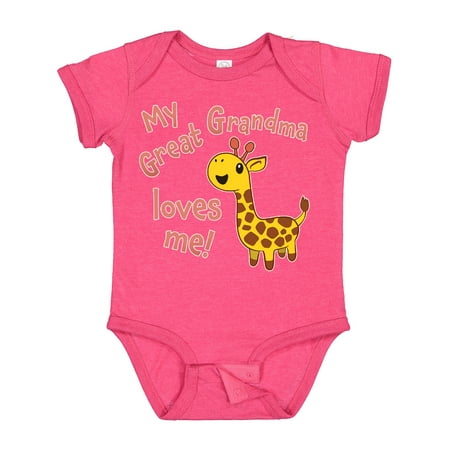 

Inktastic My Great Grandma Loves Me- Cute Giraffe Gift Baby Boy or Baby Girl Bodysuit