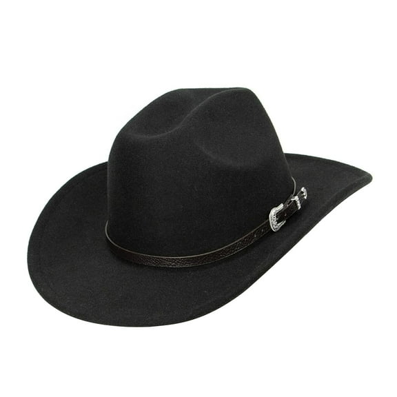 HUANLEDASH Cowgirl Hat Rhinestone Tassel Decor Country Music Party Headwear Wide Brim Felt Hat Western Cowboy Cap with Belt Buckle for Parties And Festivals