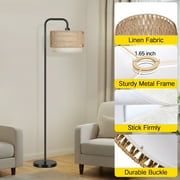 OUTON Boho Rattan Beige Lamp Shades for Floor Lamps, Easy Assembly Double Lampshades for Table Lamps & Bedside Lamps (1.65 Spider), 12.5 Top x12.5 Bottom x 7.5 High