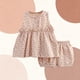 thumbnail image 4 of Conjunto de falda de verano para niña, cuello redondo, manga corta, estampado floral pequeño con lazo, material de gasa, pijama cómodo y transpirable de dos piezas para niñas pequeñas, conjunto de alg, 4 of 5