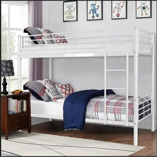 Zimtown Metal Bunk Bed Twin Over, White Bunk Beds Metal
