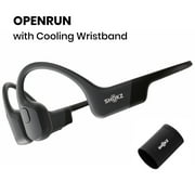 Shokz OpenRun Bone Conduction Waterproof Bluetooth Headphones for Sports with Cooling Wristband (Formerly Aeropex), Black
