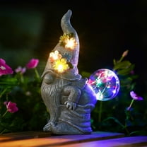 Solar Gnome Statue for Garden Decor - Outdoor Sculpture for Yard Lawn Porch Balcony Patio