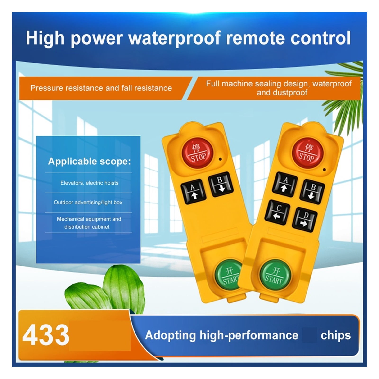 Industrial Wireless Remote Controller 433.92 Hoist Crane Control 2/4 Buttons Crane Industrial Radio Controller Long Distance ,High Quality Transmitter
