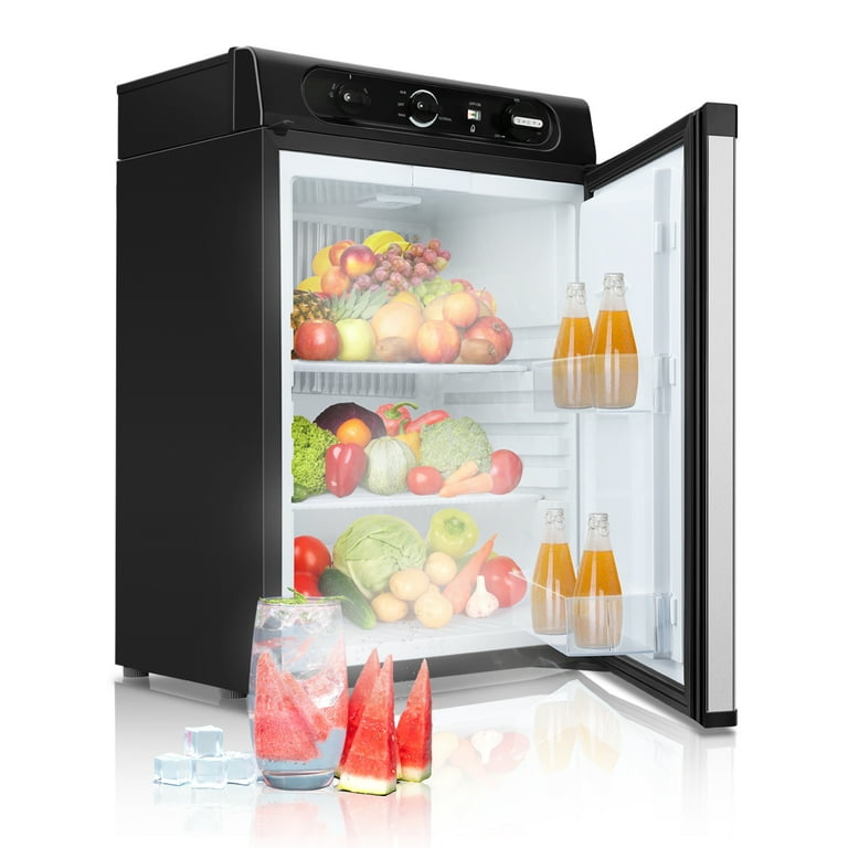 RecPro RV Refrigerator 6.3 Cubic Feet Gas and Electric | Black or Stainless  Finish | 110V / 12V / Propane Gas | (Stainless Finish)