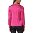 thumbnail image 3 of INSPIRAR CHIC Blusas de Satén para Mujeres con Mangas Largas Abullonadas Cuello Alto Elegantes con Lazo Camisas Casuales de Negocios Color Rosa Rojo, 3 of 6
