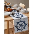 thumbnail image 6 of Navy Blue Coastal Table Runner 72 Inches, Nautical Summer Rudder Vintage Bed Runner Dresser Scarves Tabletop for Indoor Outdoor Parties/Ceremony/Banquet, 18" x 72", 6 of 8